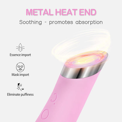 Facial Cleansing Brush, Rechargeable Silicone Face Scrubber with Heat Massage End, Vibrating Exfoliator Scrubber for Deep Cleaning, Waterproof Face Brush for Women and Men (Pink)
